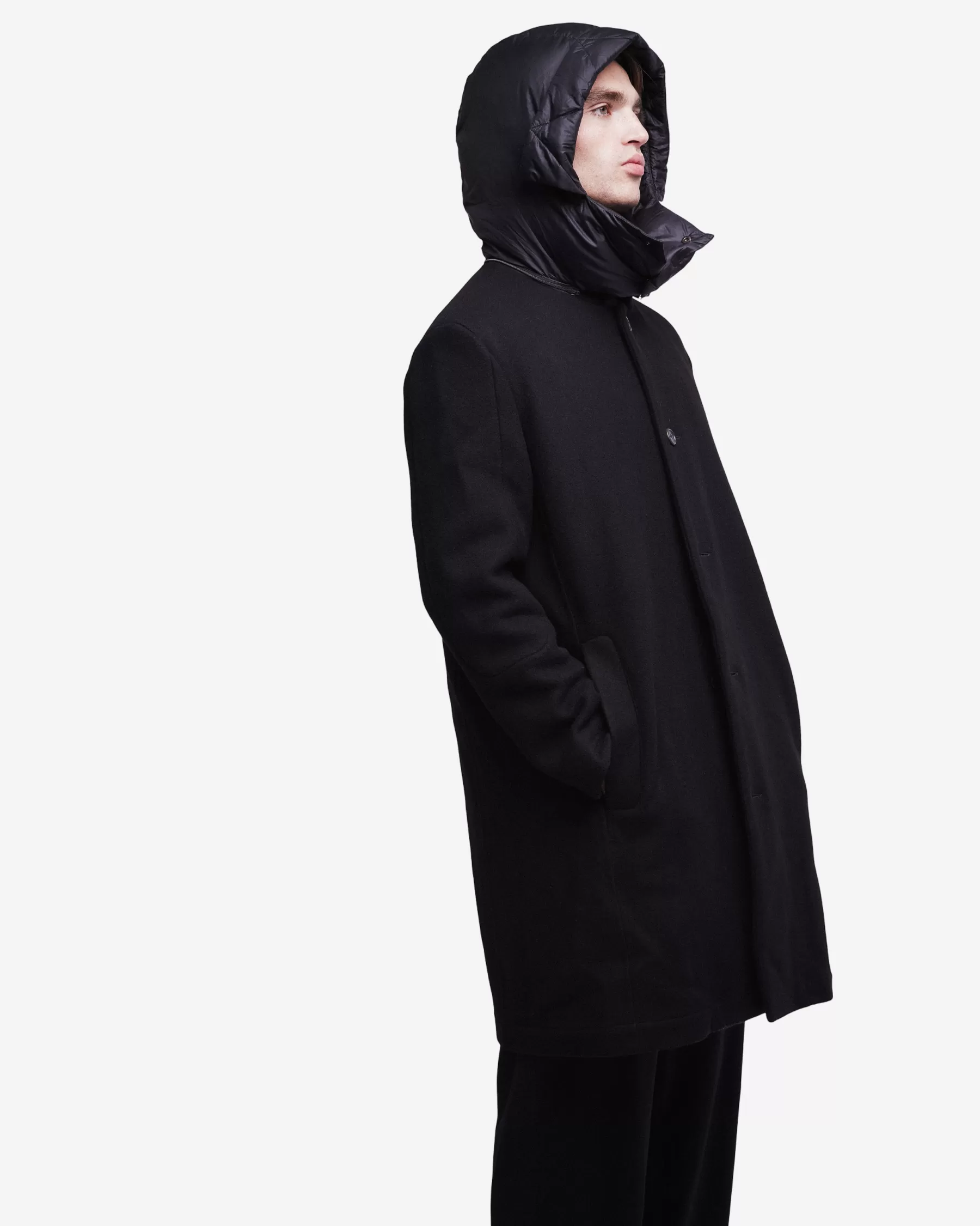 Premiata Cappotto in lana con dettagli in nylon Sale