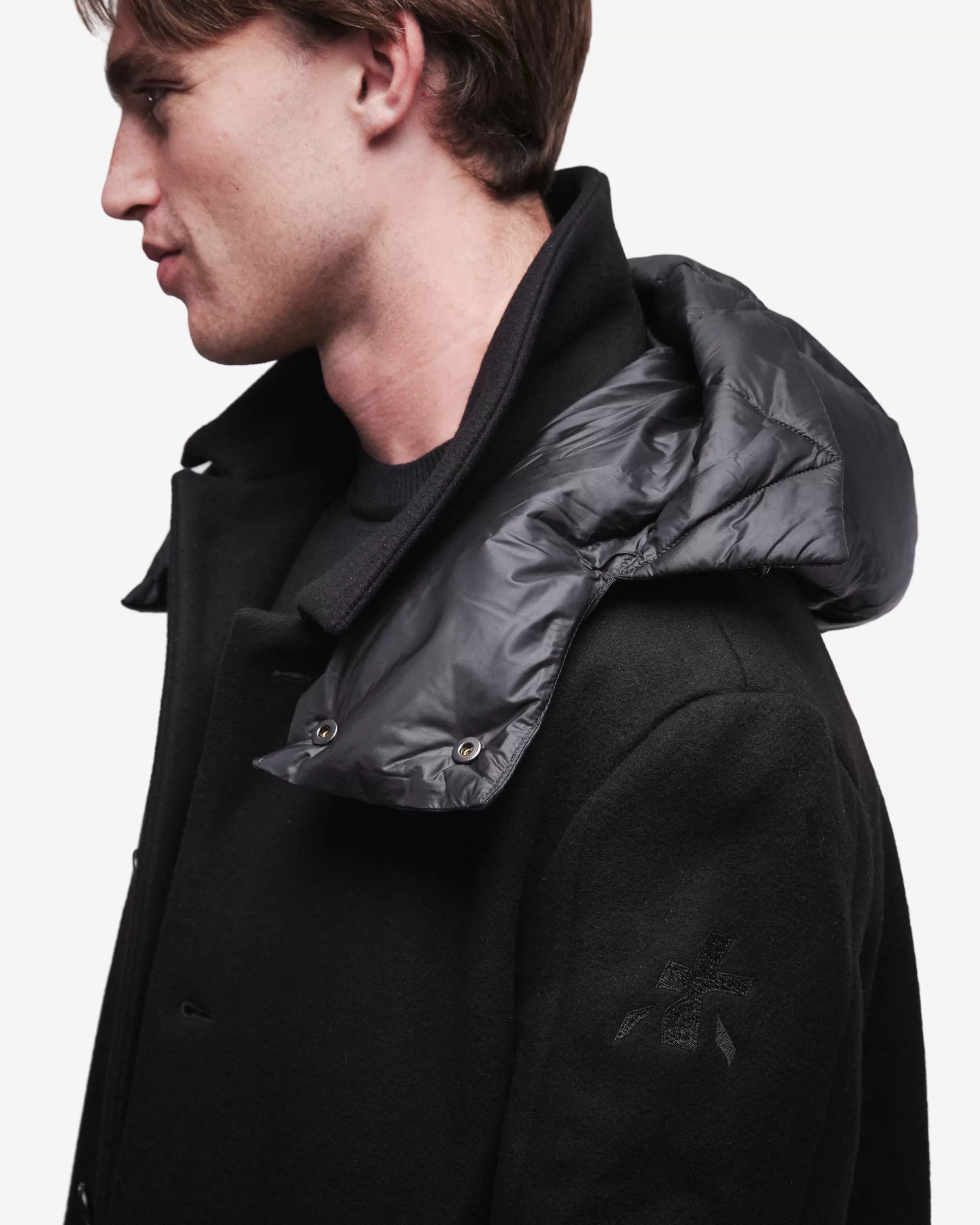 Premiata Cappotto in lana con dettagli in nylon Sale